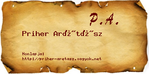 Priher Arétász névjegykártya